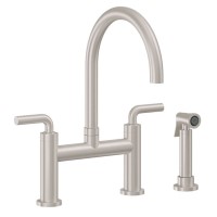 Bridge Faucet, Curving Spout, 74 Lever Handle, Side Spray