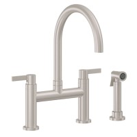 Bridge Faucet, Curving Spout, E3 Blade Lever Handle, Side Spray