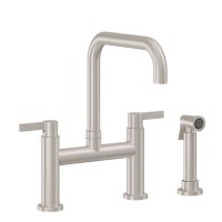 Bridge Faucet, Curving Spout, E3 Blade Lever Handle, Side Spray