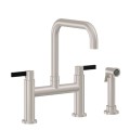 3 Hole Bringe Faucet with Side Spray, Quad Spout