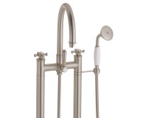 Traditional Curving Spout, Cross Handles, 2 Leg Freestanding Tub Filler with Handshower