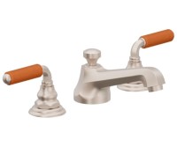 Orange Porcelain Handles, Transitional Widespread Faucet