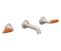 Orange Porcelain Handles Wall Faucet