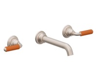 Orange Porcelain Handles Wall Faucet, Long Spout