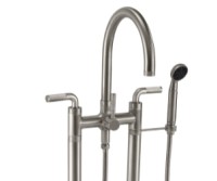 Knurl Lever 2 Post, Arched Spout Freestanding Faucet