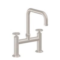 Metal Wheel Handle Bridge Faucet, Squared Spout