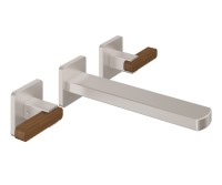 2 Handle Wall Sink Faucet, Teak Lever Handles