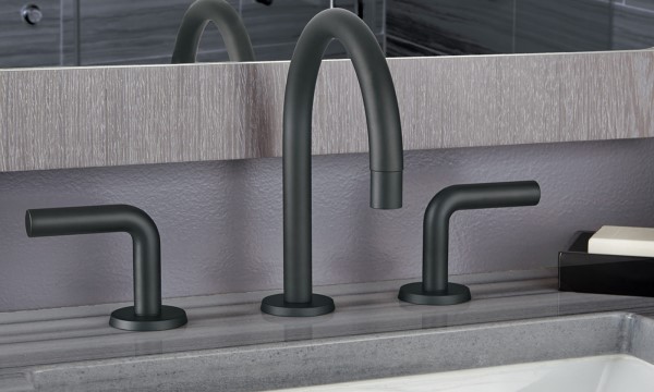 Tamalpais Widespread Sink Fuacet, Curved Lever Handles and Curving Spout, Matte Black