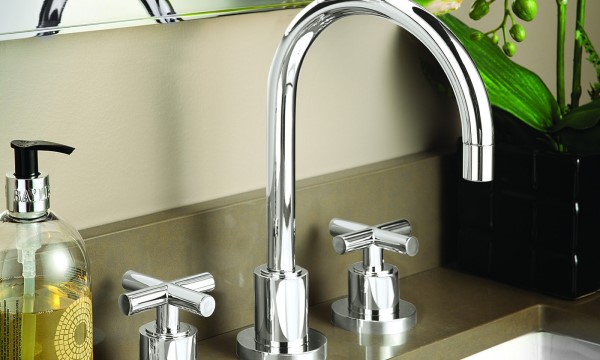 Tiburon Sink Faucet with Tall Curving Spout, Cross Handle