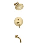 Round Pressure Balance Control with Diverter, Tub Spout and Wall Mount Showerhead