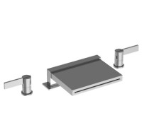 Flusso 145.2410CF Deck Mount Tub Faucet, Waterfall Spout, Lever Paddle Handles