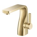 Flusso Serie 260 Single Hole Faucet with Squared Low Spout, Lever Side Handle, Sarin Brass