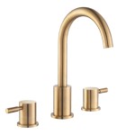 Curving Spout, Post Lever Handles Sink Faucet in Brushed Bronze