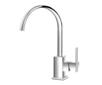 Flusso 150.1000 Single Hole Faucet with Curving Spout, Square Base, Side Lever Control