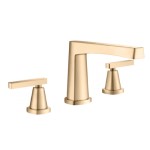 Lever Handles, Curving Base, Straight Spout, 3 Piece Tub Faucet