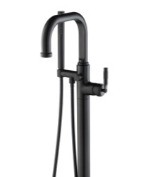 Flusso 250.1170 Round Style Single Hole Floor Mount Tub Filler, Industrial Handle, Flat Spout