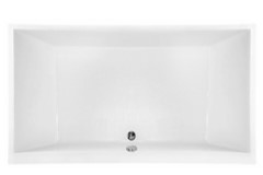 Eileen Long Rectangle Bathtub, Center Side Drain, Modern Flat Rim