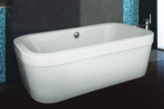 Oval Freestanding Tub, Wide Flat Rim, Center Side Drain