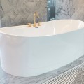 Freestanding Oval Bath Shown in Gloss, Modern Lines and Slightly Raised Backrests