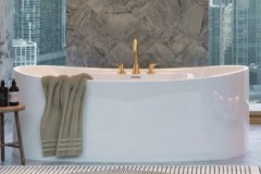 Freestanding Oval Bath,  Slightly Raised Backrests, Faucet Deck