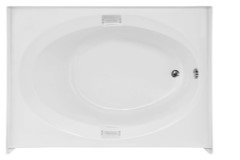 Rectangle Bathtub with Oval Bathing Area, Grab Bars, Skirt & Tile Flange