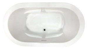 Top View, oval Bathtub, Center Side Drain, 2 Sets of Armrests