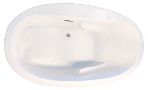 Top View, Rectangle Bathtub, Center Side Drain, Boxy Arm Rests