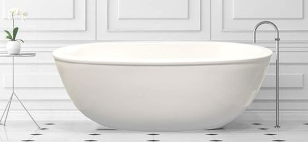 Hydro Massage Mystique Alcove Tub Oval Freestanding Tub with Rounded Rim, Curving Sides