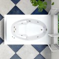 Rectangle Bath with Oval Bathing Area, Seat, Armrests, 9 Whirlpool Jets