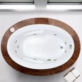 Oval Bath with Armrests, End Drain, Rolled Rim, 9 Whirlpool Jets