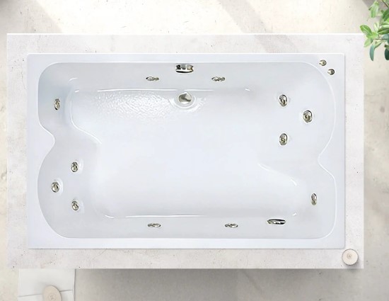 Rectangle Tub with 2 Bathing Areas, 12 Whirlpool Jets
