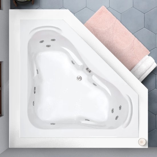 Corner Tub with 2 Backrests, Armrests for 2 Bathers, 12 Whirlpool Jets