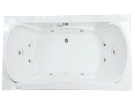 Rectangle Bath with Center - Side Drain, Two Raised Backrests, 10 Whirlpool Jets