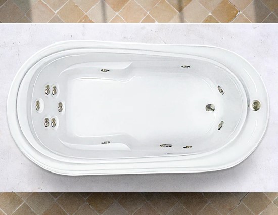 Elite 7338 Oval Tub with Horizontal Drain, 9 Whirlpool Jets