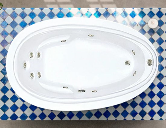 Elite 7244 Oval Tub with Horizontal Drain, 9 Whirlpool Jets