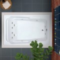 Wide Rectangle Bath with End Drain, Raised Neck Rest, 8 Whirlpool Jets