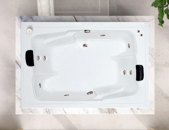 Rectangle Bath with Two Bathing Areas, 8 Whirlpool Jets