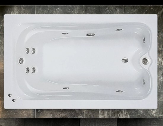 Elite Bath with Extended Leg Area and Horizontal Drain, 11 Whirlpool Jets