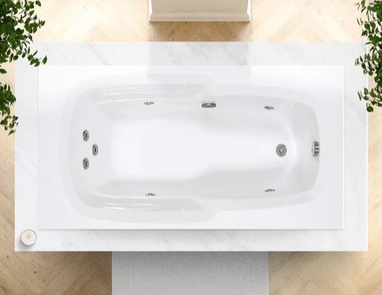 Rectangle Bath with End Drain, 7 Whirlpool Jets & Air System